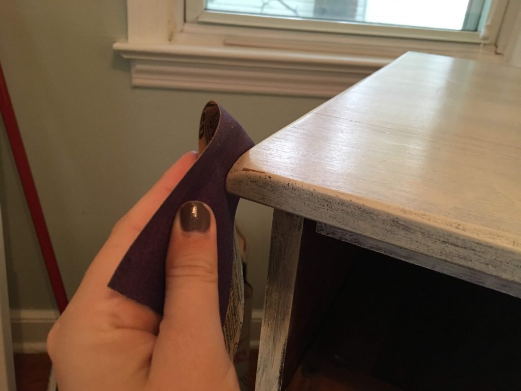 sanding the diy dresser