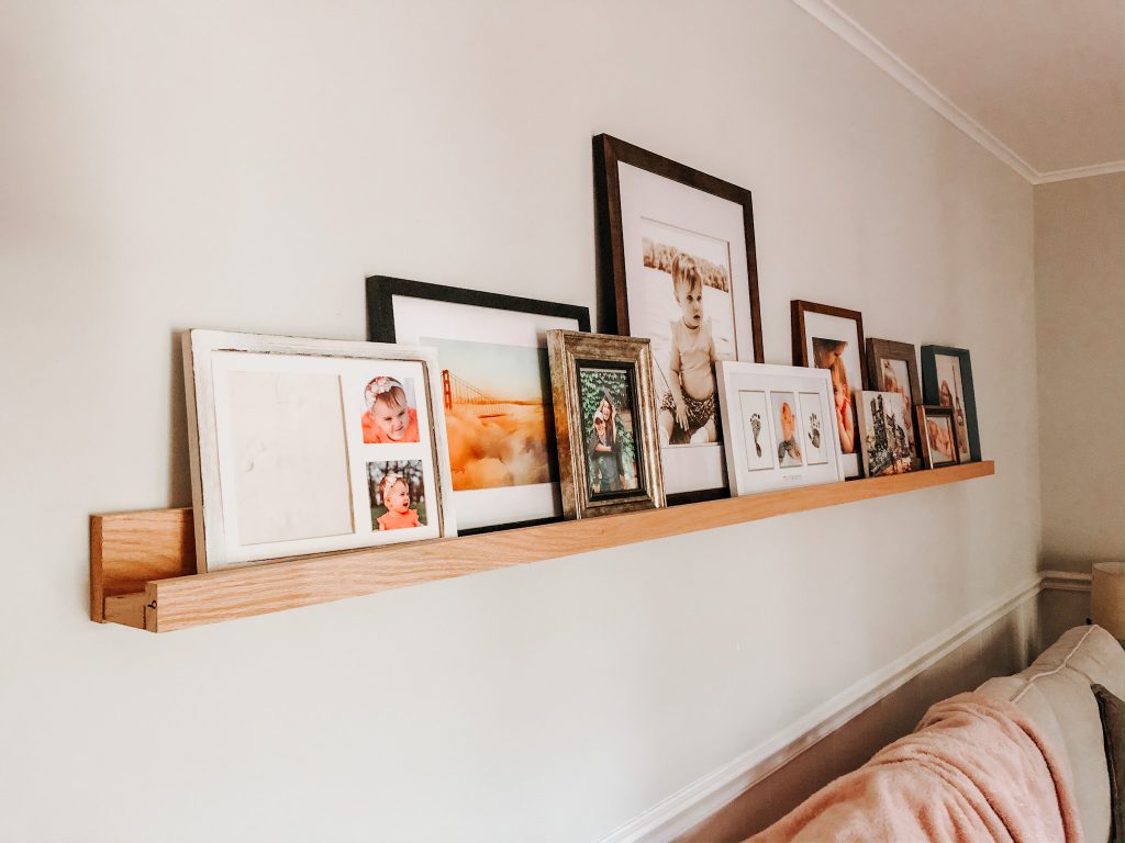 eclectic DIY picture ledge